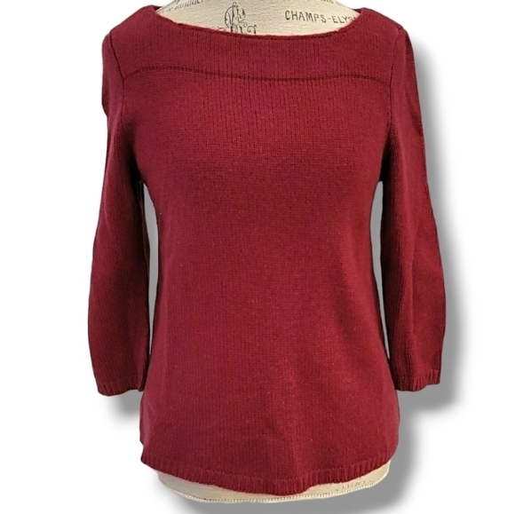 Talbots 100% Cashmere Crimson Long-Sleeve Sweater - Size Large Petite - Picture 3 of 7